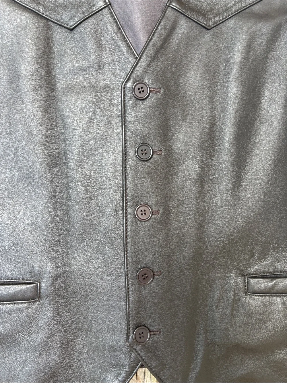 EXCELLED MEN'S COLLECTION | Black Leather Biker Western Vest‎ | Size L